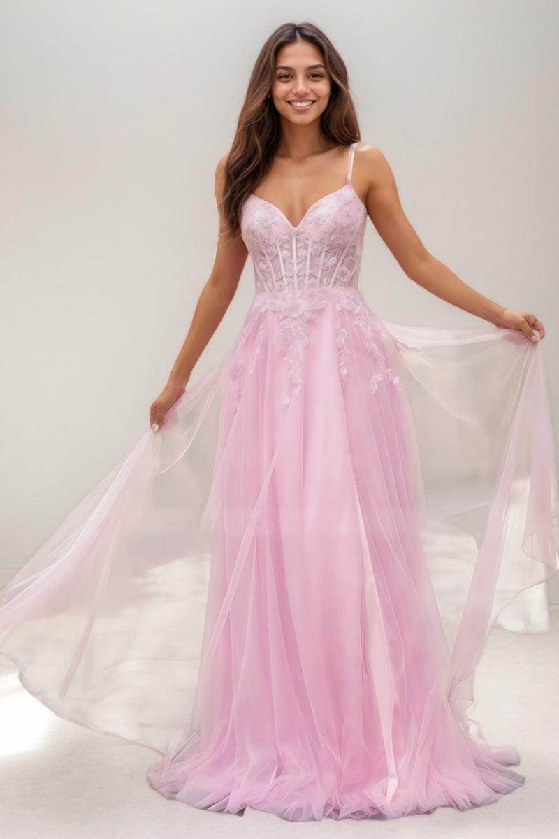 A-Line V-Neck Silk Like Satin Prom Dresses CS0764 - COCOMELODY